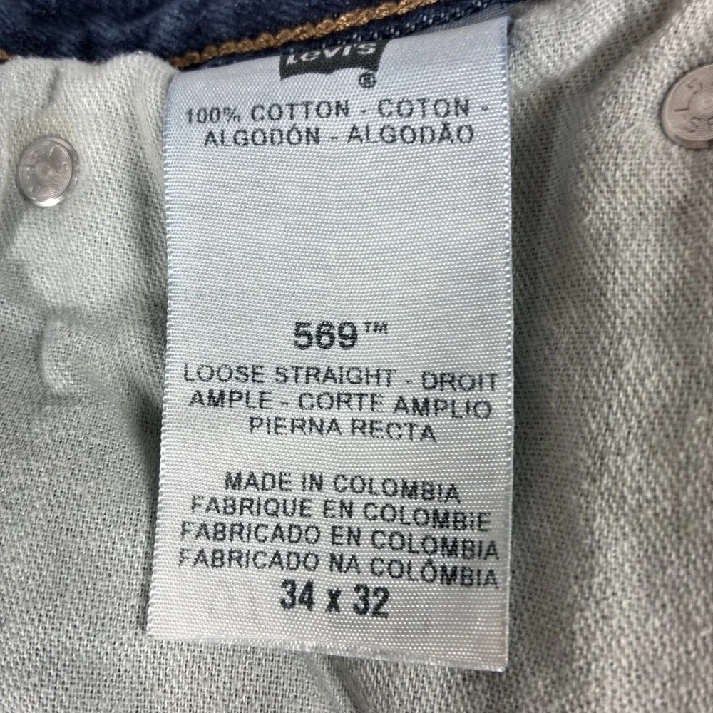 Vintage Levis 569 Jeans Loose Straight Baggy Medium Wash Grunge 90s Y2K 34x32